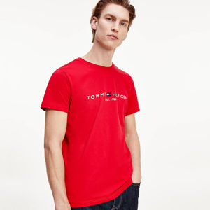 Tommy Hilfiger pánské červené triko Logo - XL (XLG)
